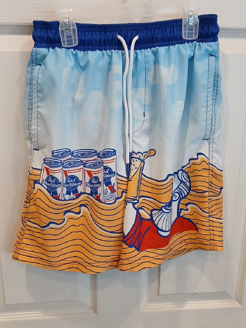 5/25 Men's Light Blue & Orange Graphic Swim Trunks